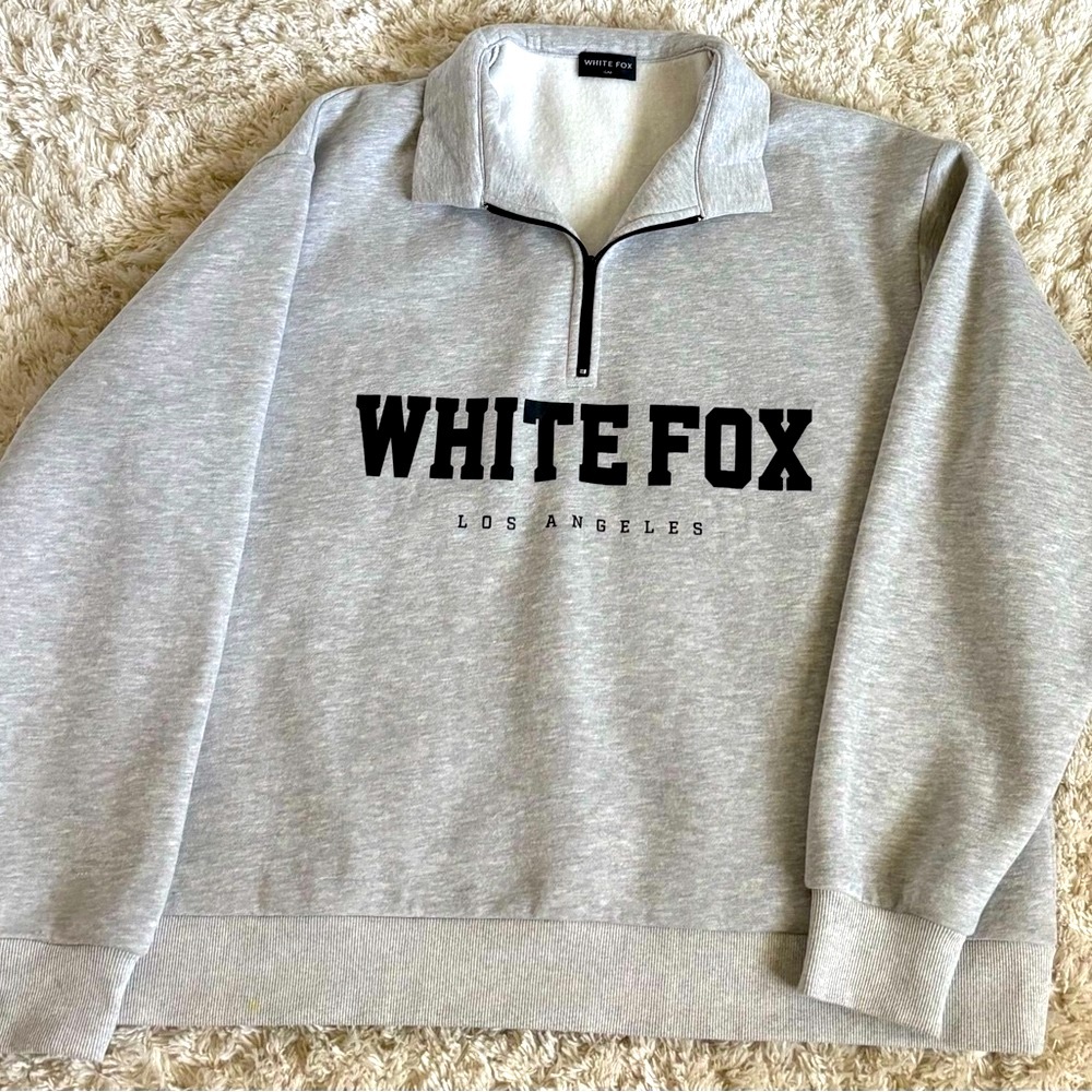 White Fox Boutique Gray Zip Up Sweater